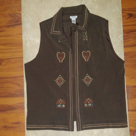 GRAFF Um Company XL Embroidered Vest Jacket Polyes - Picture 1 of 6
